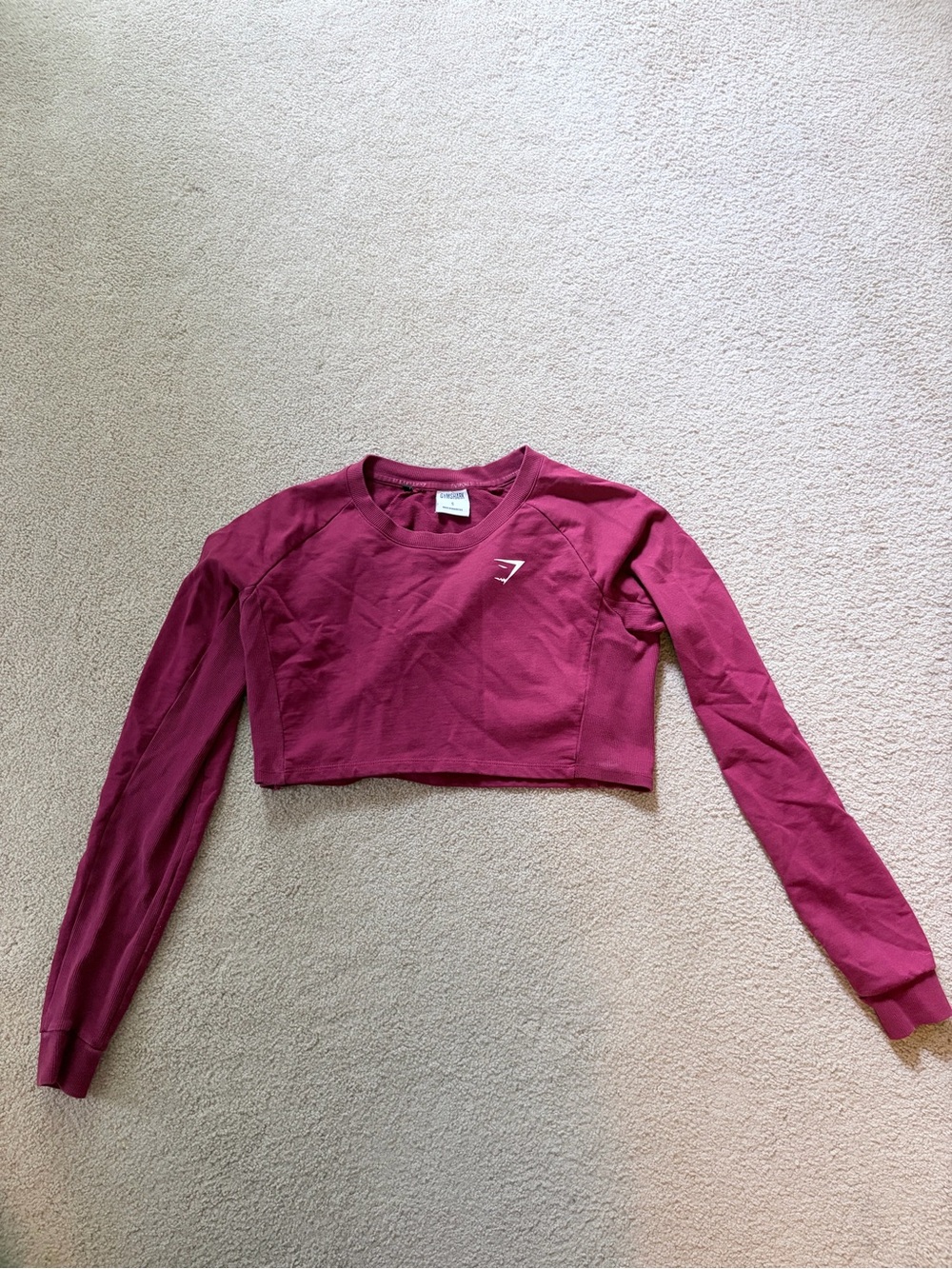Gymshark Cropped Long Sleeve Top - Raspberry Pink - Picture 1 of 5